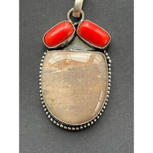 925 Sterling Jasper & Coral Pendant